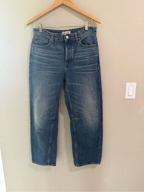 Madewell The Darted Barrel-Leg Jean Size 26 Medium Wash Denim